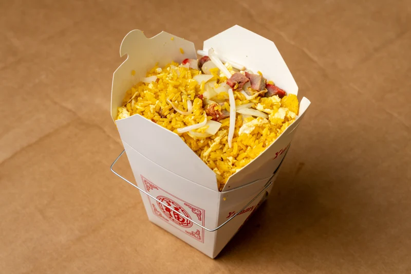 Roast Pork or Chicken Fried Rice — wok fried rice with egg, onion and shredded meat