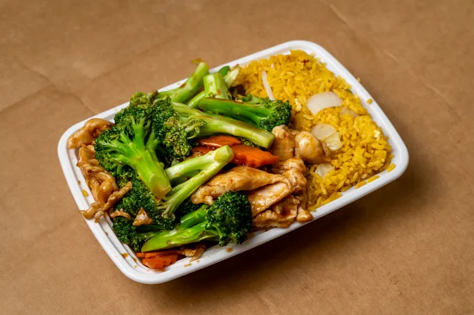 Chicken & Broccoli Combination Platter from Golden House